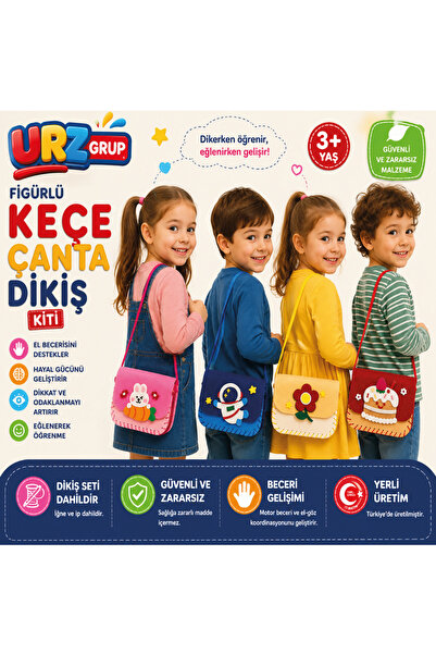 URZ GRUP 4 Adet Keçe'den üretilmiş Eğitici Fiğürlü Şık Motor beceri gelişimi ...