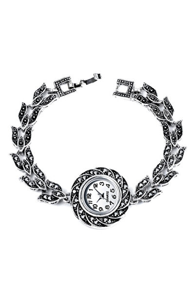 VeeShop Ceas de mana de dama model vintage cu bratara cu lalele si hematite