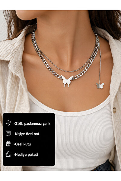 HER ŞEY NOTA www.herseynota.com Veloura Butterfly Layered Chain Necklace – 31...