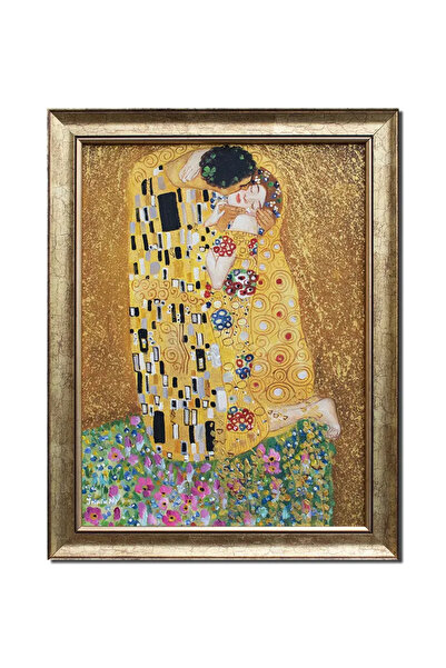artnova Famous painting The Kiss hand painted framed, The Kiss, 45x35cm oil o...