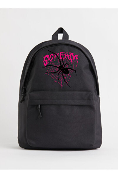 dompulerimoda Gothic Black Spider Web Graphic School, College, Course Backpack