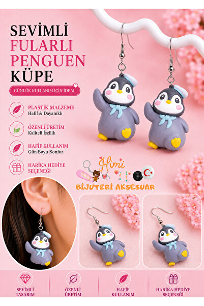 himi bijuteri aksesuar Scarf-Wearing Penguin Cheerful Cute Animal Figured Dan...