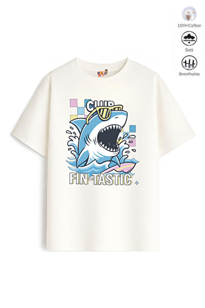 Belya Kids Wear Boy's Oversize Fit Belya Kids Shark Design B15 Cotton T-Shirt