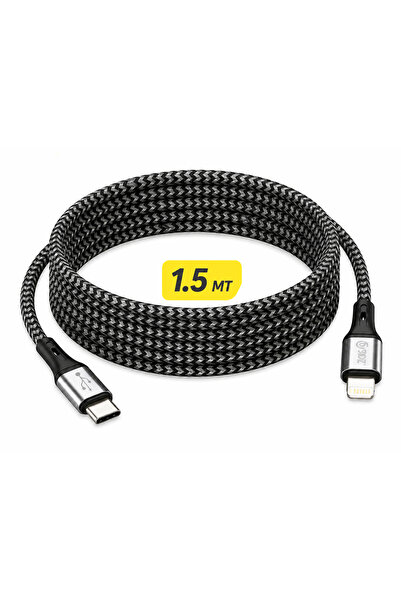 bydiz Premium Örgülü USB-C - Lightning 1,5 m 27W Hızlı Şarj Kablosu iPhone 14...