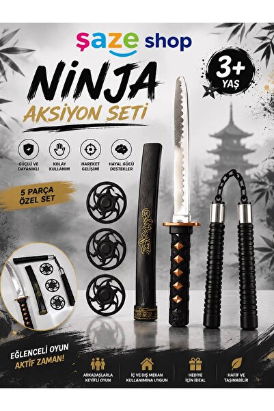 SAZE Ninja Aksiyon Oyun Seti 5 Parça – Tamamlayıcı Rol Yapma Oyuncak Seti 3+ Yaş