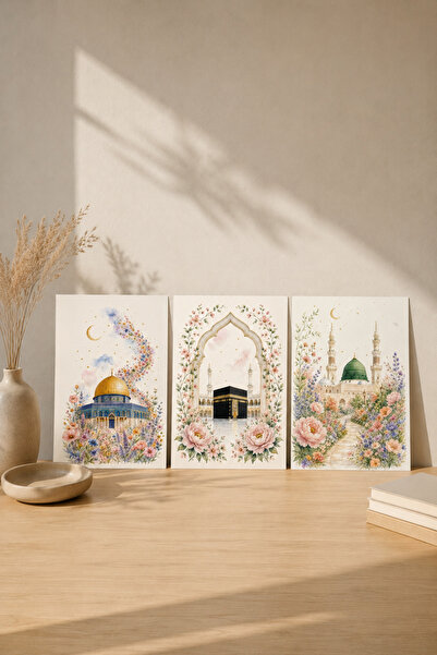 Efsa – 3 Masjid – 3-Piece Islamic Frameless Poster Set