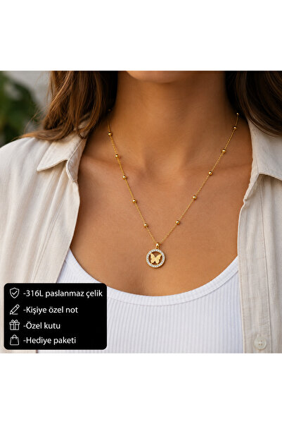 HER ŞEY NOTA www.herseynota.com Mirestia Butterfly Figured Stone Detailed Wom...