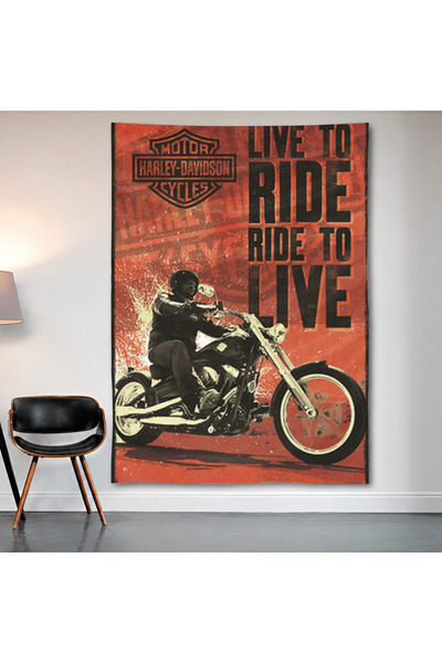 Geek Cultcha Harley-Davidson Ride to Live Wall Covering Wall Tapestry First Q...