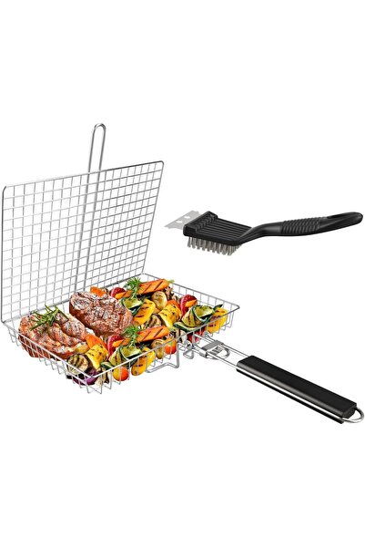 Arabest 2-Piece Set,Stainless Steel Grill Basket,Large Folding Grilling Baske...