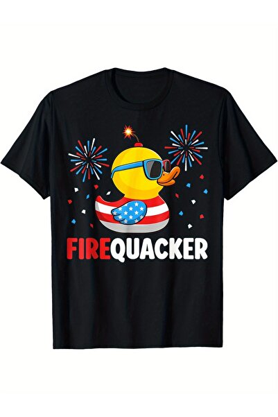 STITCHLY Funny Patriotic Firecracker Duck Red White Blue Fireworks Loose Fit ...