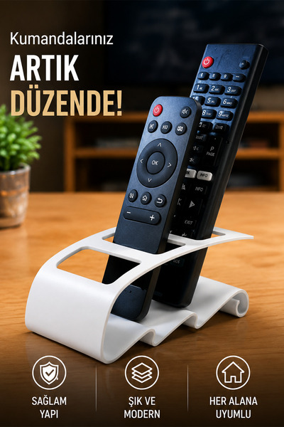 İBERİALHOME Kumandalık Organizer | 3 Bölmeli TV Kumanda Standı | Masaüstü Kum...