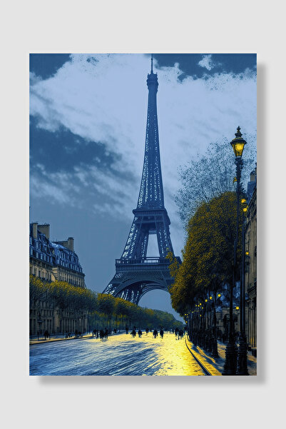 Luna Marissa Poster Turnul Eiffel Lumini stradale albastre de noapte Lumină a...