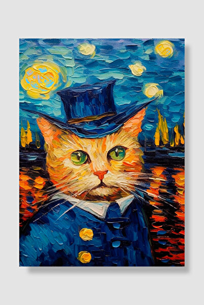 Luna Marissa Van Gogh poster Mačka u cilindru Zvezdana noć uljana slika umetn...