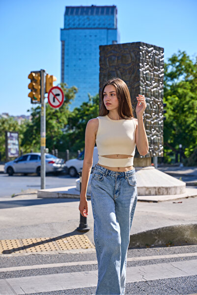 Pencere Detaylı Triko Bluz
