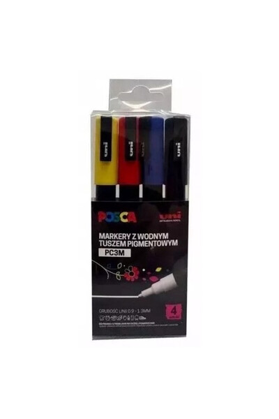POSCA Set markere PC-3M, 4 culori, 0,9-1,3 mm