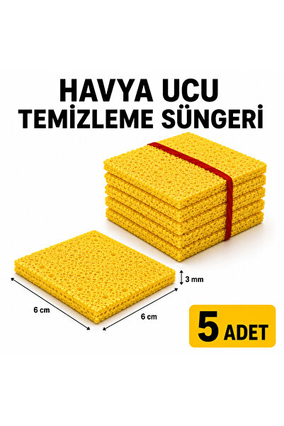 PİYATECH Havya Temizleme Süngeri 6x6 cm Lehim Ucu Temizleyici Sünger 3 mm 5'l...