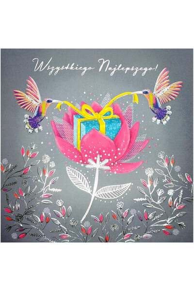 HENRY Felicitare pliabila/card 15x15 cm, embosata, cu folie argintie, cu plic...