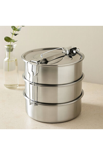 Generic Brand 3-Tier Steel Lunch Box 16 cm - Food Transport Container