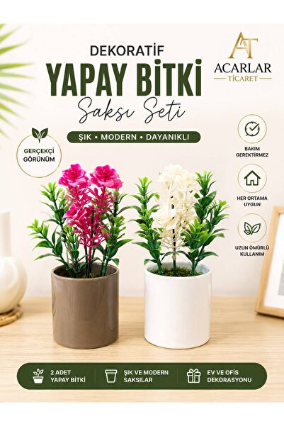 Acarlar Ticaret 2'li Modern Dekorasyon İçin Şık Seramik Kupa Çiçek