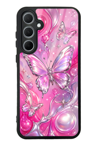 Spoyi Samsung A35 Pink Prism Butterfly Design Glossy Phone Case