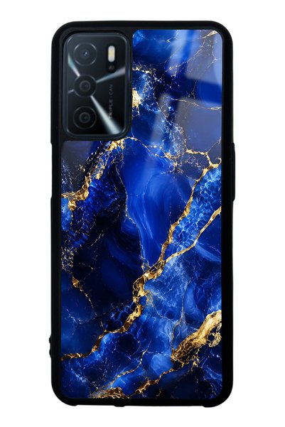 Spoyi Oppo A16 Sapphire Gold Marble Design Glossy Phone Case