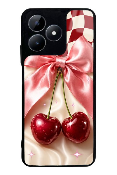 Spoyi Realme C53 Glossy Phone Case with Cherry Picnic Bow Design