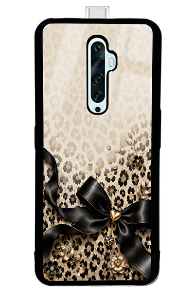 Spoyi Oppo Reno 2Z Golden Leopard Bow Tasarımlı Glossy Telefon Kılıfı