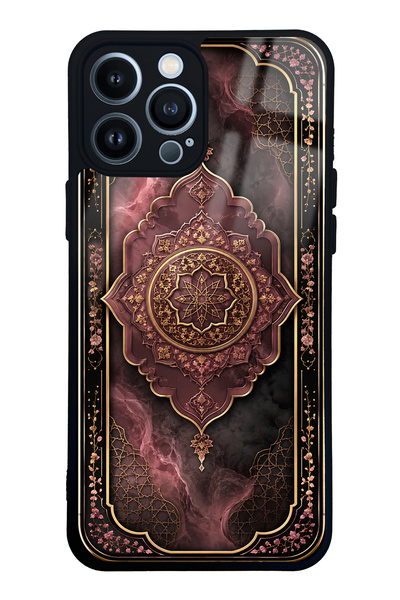 Spoyi iPhone 13 Pro Max Glossy Phone Case with Rosewood Ottoman Medallion Design