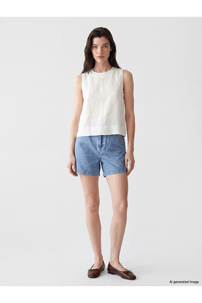 LC Waikiki Pantaloni scurți de jeans pentru femei cu talie elastică