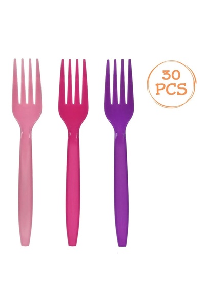 Baloane Vesele Set 30 Furculite Din Plastic Pentru Petrecere Roz Mov TAC36