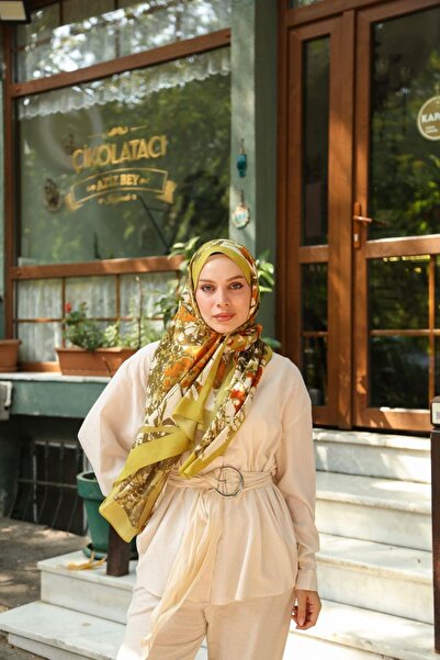 ENRİCO FERRİ Petra Brush Paint Pattern Shawl - Oil Green