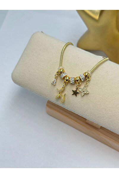BYYEŞO Cute Dog Charm Detail Steel Bracelet