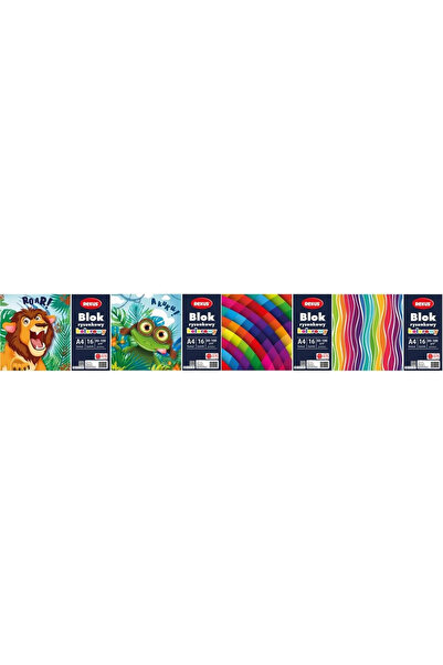 Beniamin Bloc pentru desen / bloc desen A4, 16 foi colorate, cu suport din ca...