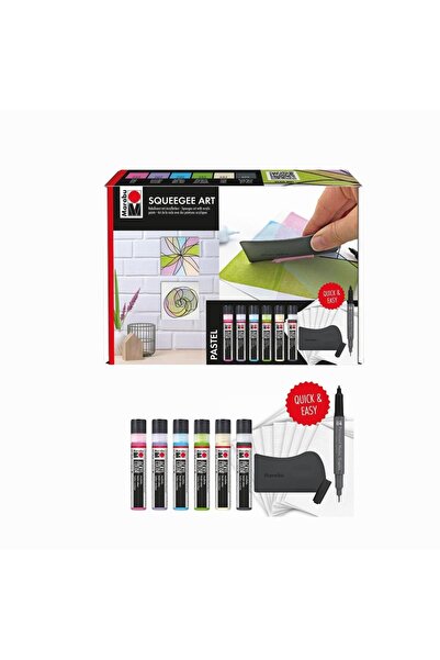 Marabu Set vopsele acrilice Acryl Color Squeegee, cu racleta pentru tehnica s...