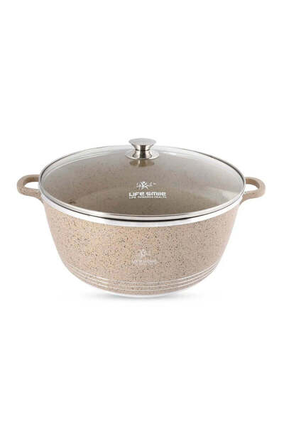 Lifesmile Life Smile 40 cm Oven-Safe Granite Coating Cooking Pot with Glass L...
