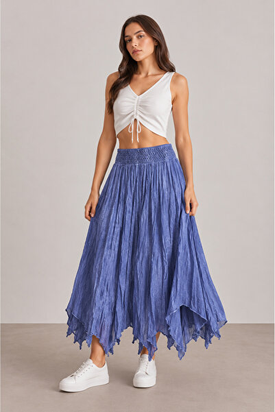 MENSAR OTANTİK Etegi Sliced Cotton Skirt with Matching Lining in Standard Siz...
