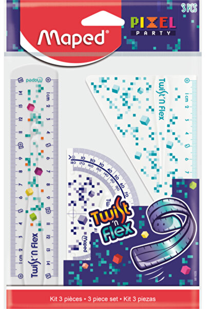Maped Set rigle Pixel Party Twist`n Flex, plastic indestructibil, 3 piese