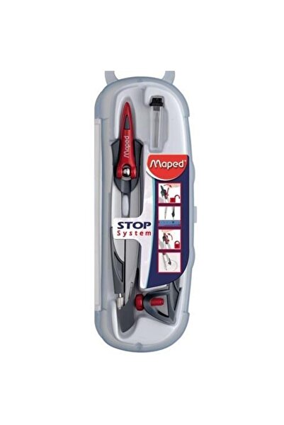 Maped Compas de geometrie cu 3 elemente, Maped, Metal, Rosu/Gri