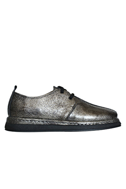 Platin Steel Wrinkled Patent Leather Women's Casual Shoes