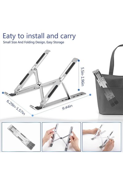 Generic Adjustable Laptop Stand for Desk - Foldable & Portable Laptop Riser with Ventilated Cooling, Ergonomic Design for MacBook Pro/Air, Dell, HP, Sony, Notebooks - Lightweight, Durable & Space-Saving