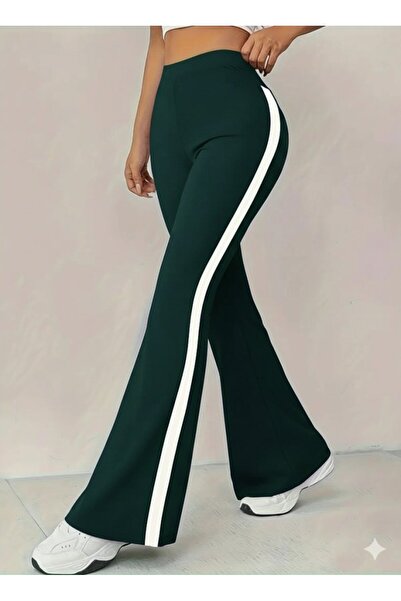 Livizmir Moda بنطلون نسائي طويل بخصر عالٍ على الطراز الإسباني مع تفاصيل شريطي...