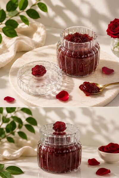 NEWNOW Luxury Glass Jam Jar & Turkish Delight Jar Presentation Jar, Figured G...