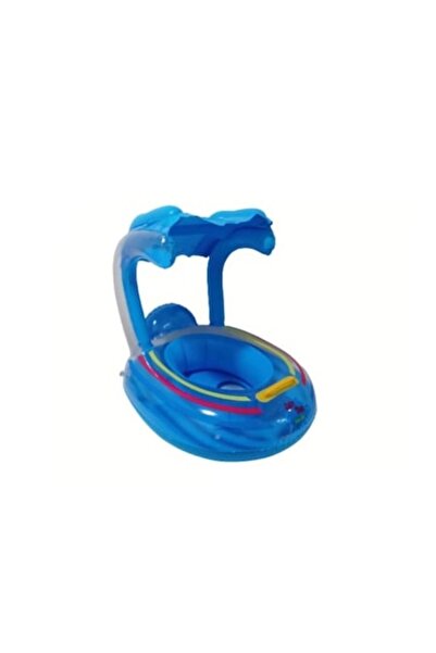 OEM Colac gonflabil pentru bebeluși, cu protecție solară, albastru 70 cm, 1 an+