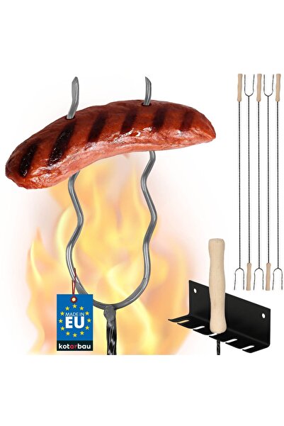 KOTARBAU Furci de grătar cu două vârfuri, pentru grătar și foc de tabără, cu ...