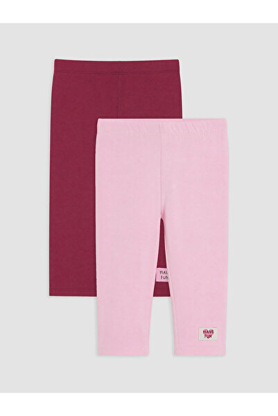 LC Waikiki Lcw Kids Burgundy Printed Girls' Tights 2-Pack
