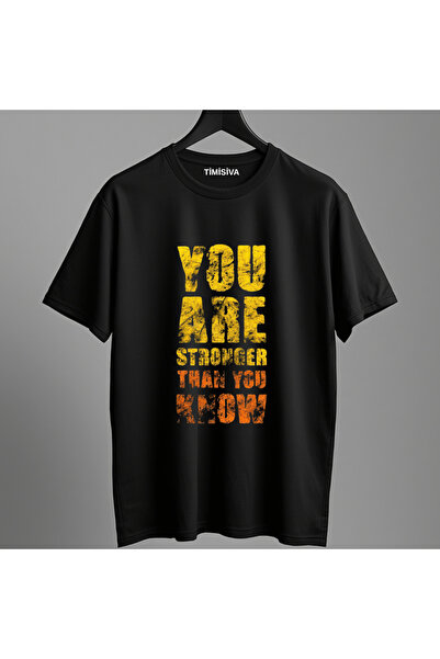 TİMİSİVA Unisex Oversized Printed Crew Neck Short Sleeve Black T-Shirt