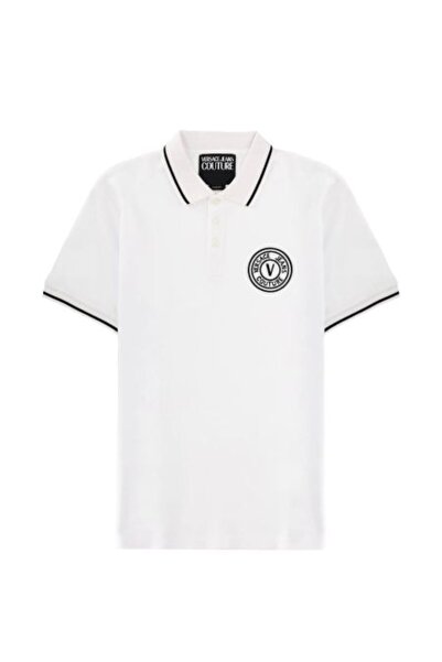 VERSACE JEANS BEYAZ LOGOLU ERKEK POLO T-SHIRT