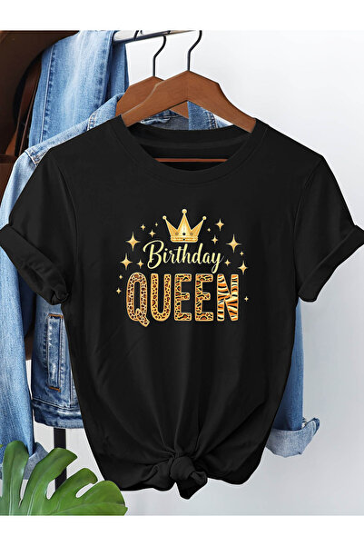12 HERTZ Birthday QUEEN Graphic Print T-Shirt, Short Sleeve Crew Neck Casual ...