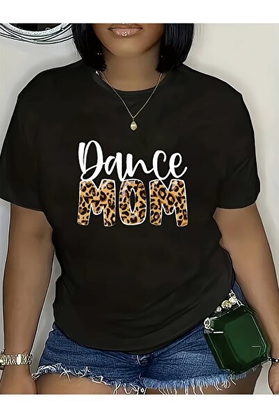 12 HERTZ تي شيرت نسائي بطبعة جلد الفهد بتصميم "Dance Mom"، برقبة دائرية، وأكم...