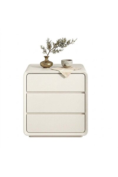 NO BRAND Modul Curve Italian Modern Nightstand – Minimalist 3-Drawer Bedside ...